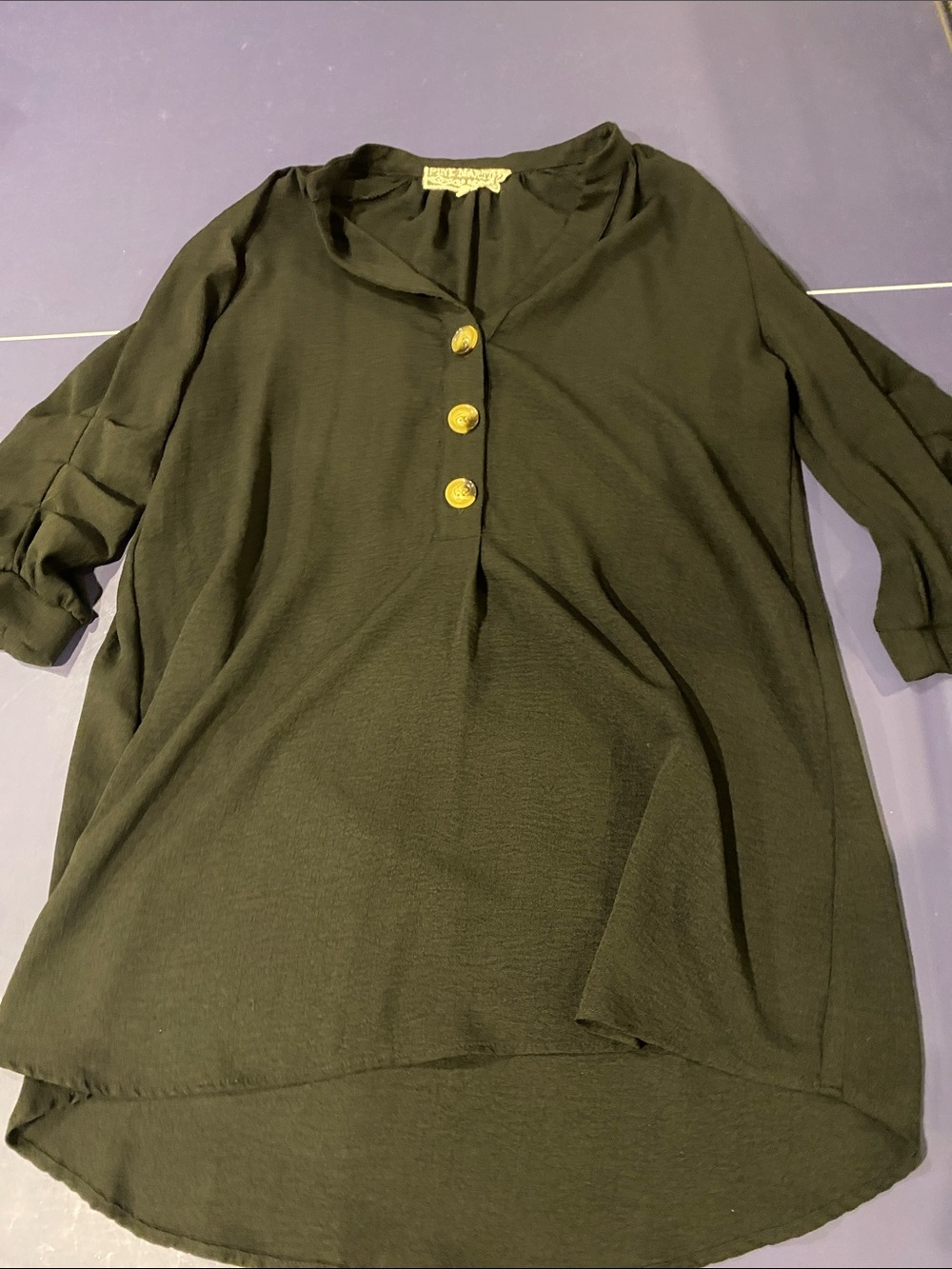 Pink Martini Black Tunic Blazer with Gold Buttons